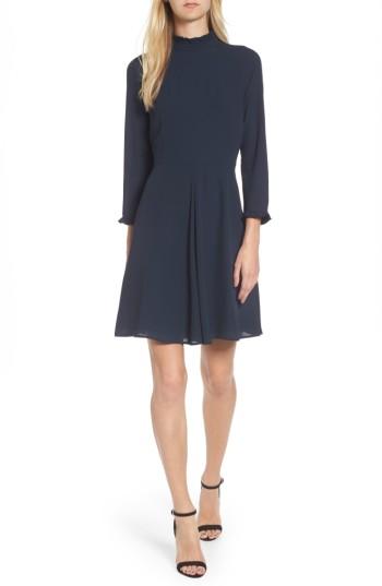 Women's Chelsea28 Mock Neck Fit & Flare Dress - Blue