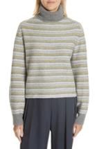 Women's Vince Wool & Cashmere Stripe Knit Turtleneck - Grey