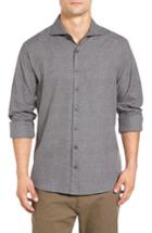 Men's Singer + Sargent Regular Fit Glen Plaid Sport Shirt, Size - Grey