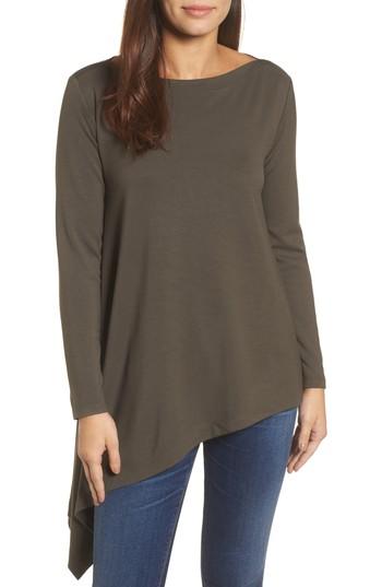 Women's Halogen Boatneck Asymmetrical Tunic, Size - Green