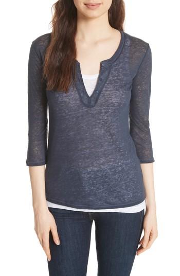 Women's Majestic Filatures Double Layer Henley Top - Blue