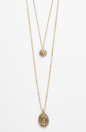 Nordstrom Multistrand Scarab Pendant Necklace Gold/ Clear/