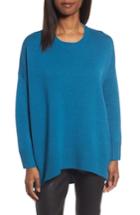 Women's Eileen Fisher Cashmere & Wool Blend Oversize Sweater /x-large - Blue/green