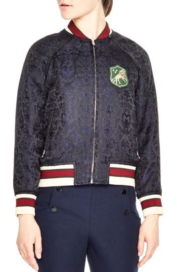 Women's Sandro Jacquard Bomber Jacket - Black