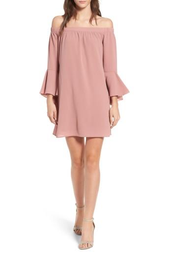 Women's Speechless Bell Sleeve Off The Shoulder Shift Dress - Pink