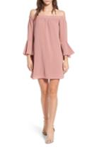 Women's Speechless Bell Sleeve Off The Shoulder Shift Dress - Pink