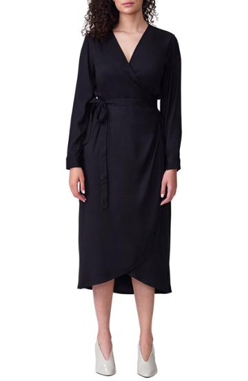 Women's Universal Standard Rivers Wrap Dress Xs (10-12) - Black