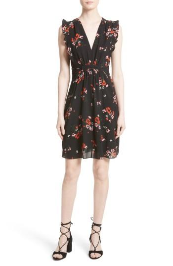 Women's Rebecca Taylor Marguerite Floral Stretch Silk Dress - Black