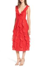 Women's Arrive Ingrid Ruffle Lace Midi Dress - Red