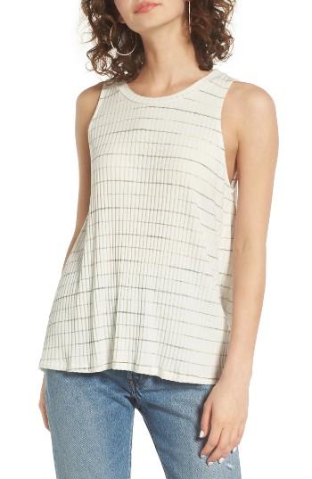 Women's Lush Open Back Rib Knit Tank - Ivory