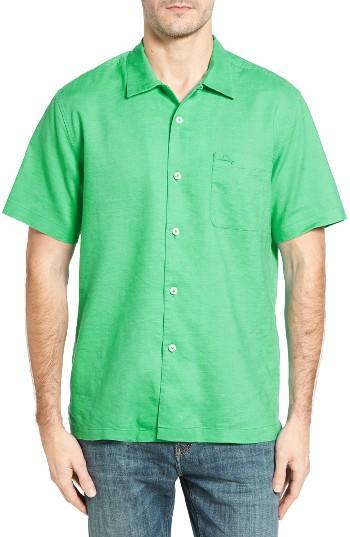 Men's Tommy Bahama Monaco Tides Standard Fit Linen Blend Camp Shirt - Green