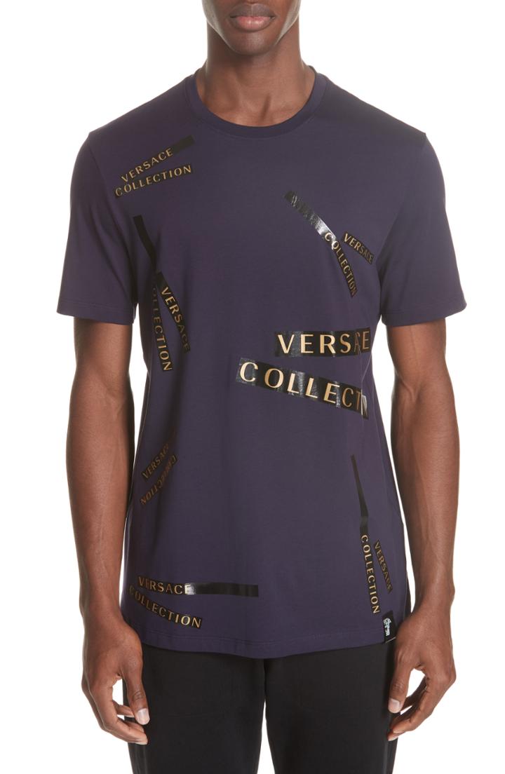Men's Versace Collection Allover Print T-shirt, Size - Purple