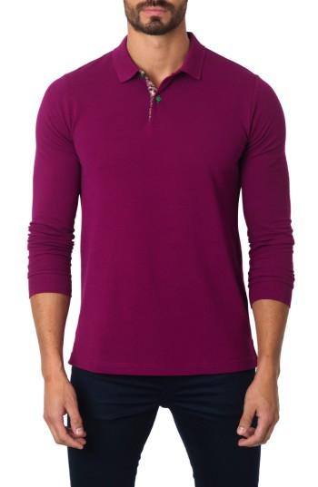 Men's Jared Lang Long Sleeve Polo, Size - Burgundy