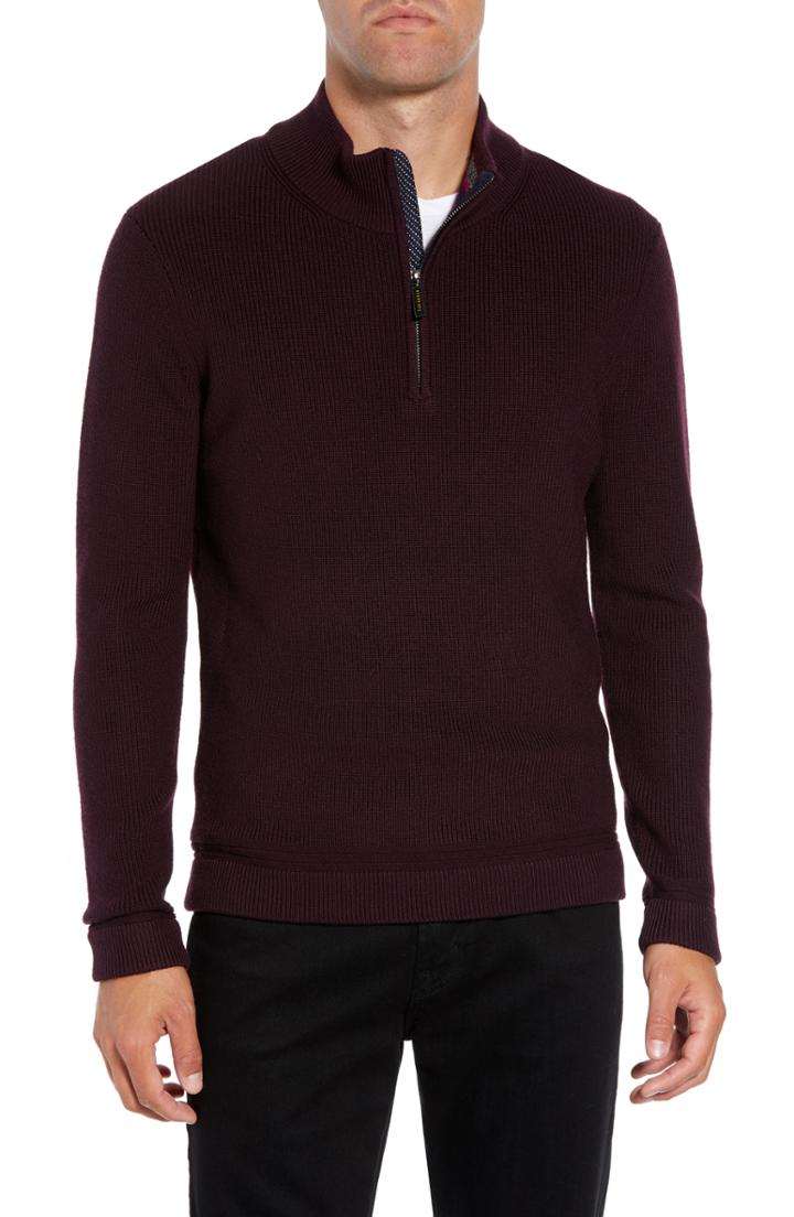 Men's Ted Baker London Lohas Slim Fit Funnel Neck Sweater (3xl) - Purple