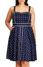 Women's City Chic Sweet Darling Piped Dot Print Fit & Flare Dress