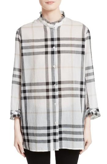 Women's Burberry Salla Check Print Cotton Shirt - Pink