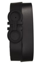 Men's Salvatore Ferragamo Double Gancini Leather Belt - Black