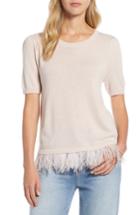 Women's Halogen Feather Hem Sweater - Black