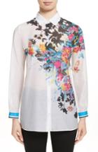 Women's Etro Floral Print Cotton & Silk Blouse Us / 40 It - White