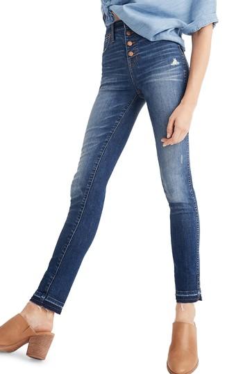 Women's Madewell 10-inch High Waist Drop Hem Skinny Jeans - Blue
