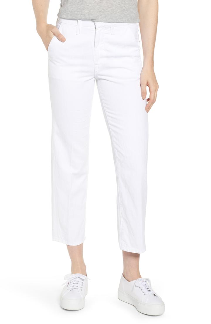 Women's Mother The Tomcat Prep Straight Leg Twill Pants - White