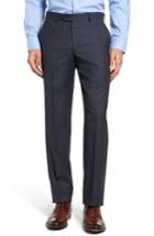 Men's Nordstrom Flat Front Plaid Wool Trousers - Blue