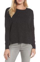 Women's Caslon Pleat Back High/low Crewneck Sweater - Black