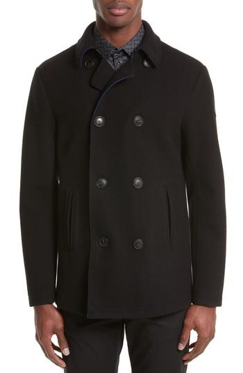 Men's Armani Collezioni Double Breasted Peacoat - Black