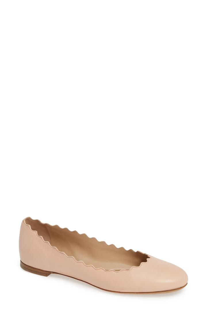 Women's Chloe 'lauren' Scalloped Ballet Flat Us / 35eu - Pink
