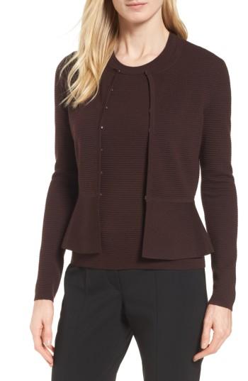 Women's Boss Fadra Wool Peplum Cardigan - Burgundy
