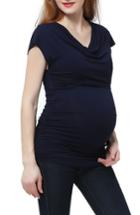 Women's Kimi And Kai Ariel Cowl Neck Maternity Top - Blue