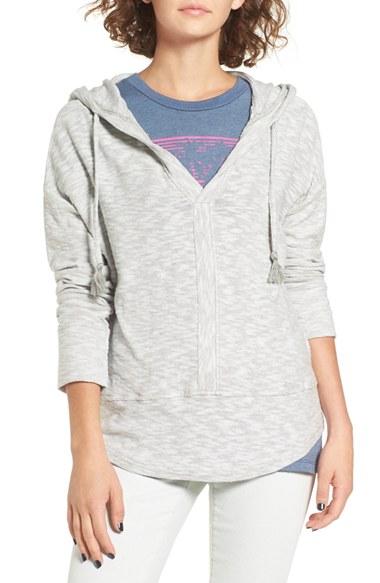 Women's Roxy 'good Vibrations' Split Neck Hoodie - Grey