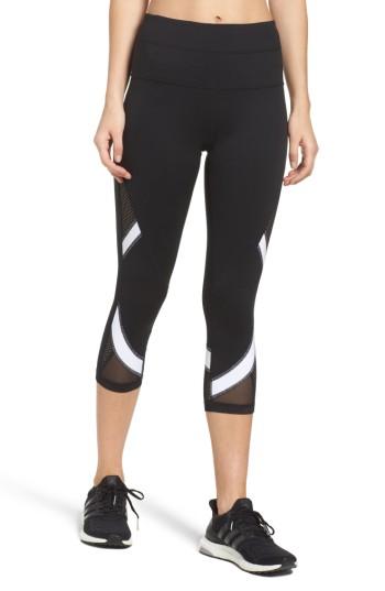 Women's Zella Mesh-up High Waist Crop Leggings, Size - Black