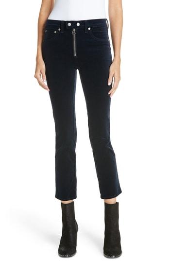 Women's Rag & Bone/jean Dojo High Waist Velvet Crop Skinny Pants - Blue