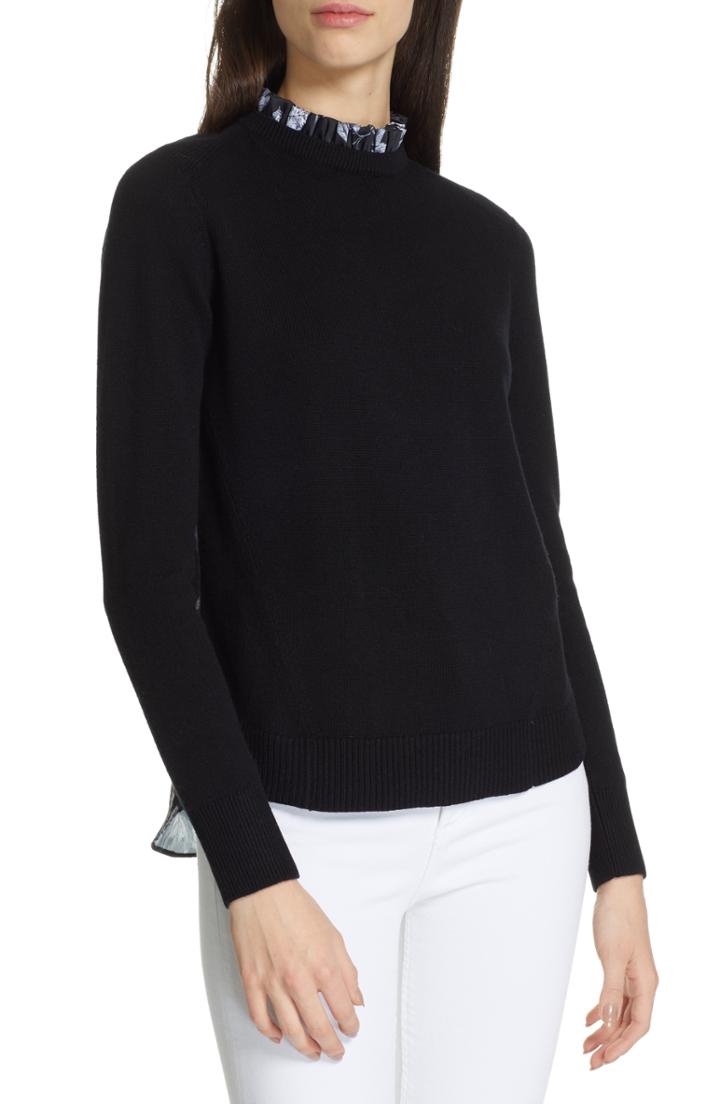 Women's Ted Baker London Toliena Narrnia Mix Media Sweater - Black