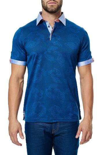 Men's Maceoo Woven Trim Polo (m) - Blue
