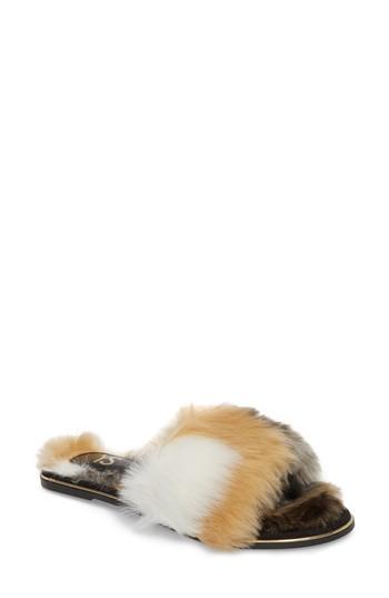 Women's Yosi Samra Rose Faux Fur Slide Sandal M - Beige