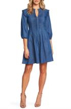 Women's Cece Pintuck Ruffle Denim Dress - Blue