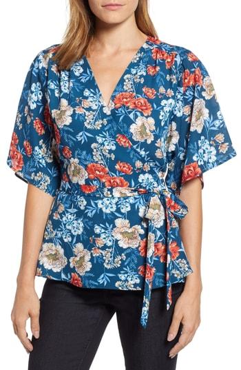 Women's Gibson Kimono Sleeve Wrap Top, Size - Green