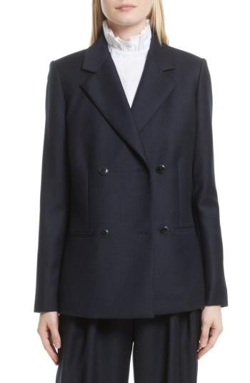 Women's Frame Double Breasted Wool Jacket - Blue