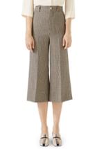 Women's Gucci Houndstooth Wide Leg Crop Linen Pants Us / 42 It - Beige