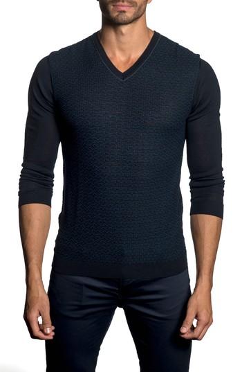 Men's Jared Lang Trim Fit V-neck Sweater, Size - Blue