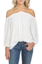 Women's 1.state Off The Shoulder Sheer Chiffon Blouse - White