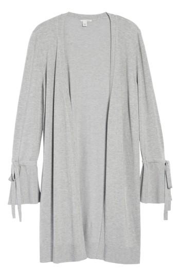 Women's Halogen Lightweight Tie Sleeve Cardigan - Grey