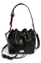 Frances Valentine Small Snakeskin Embossed Leather Bucket Bag - Black