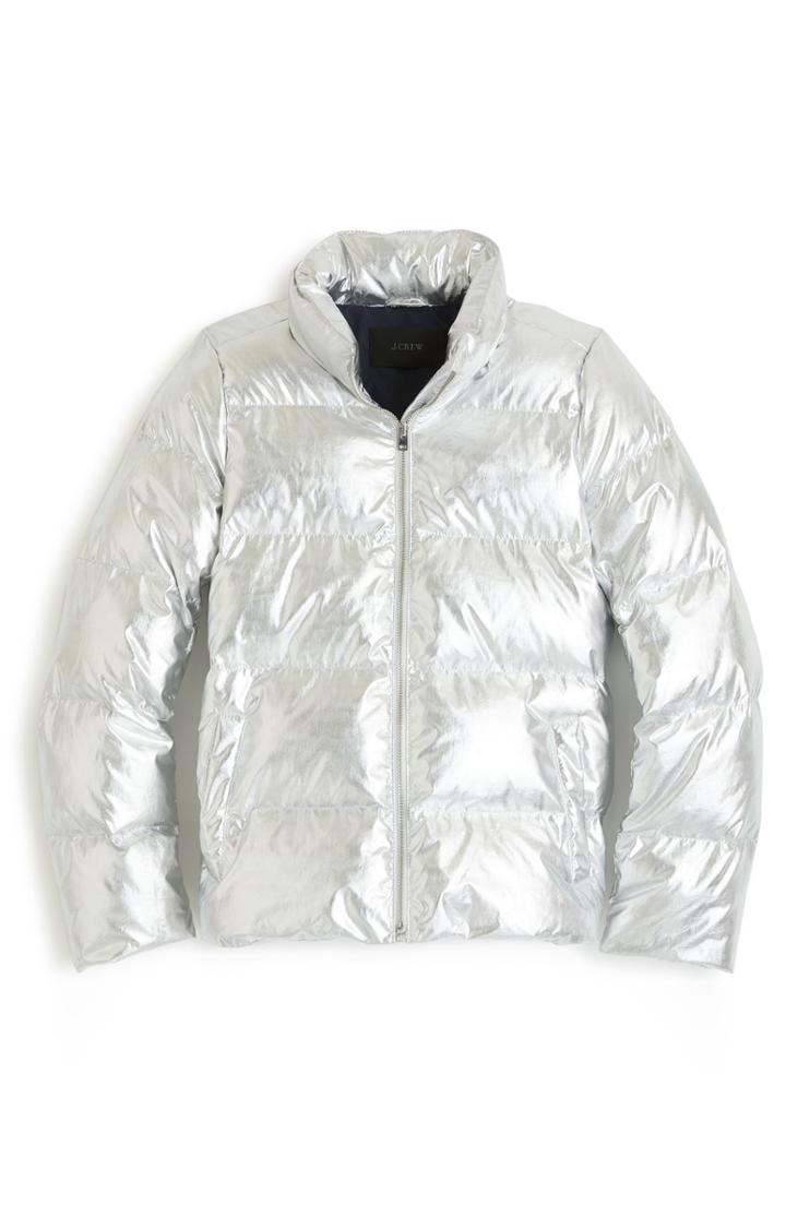 Women's J.crew Metallic Puffer Jacket With Primaloft - Metallic