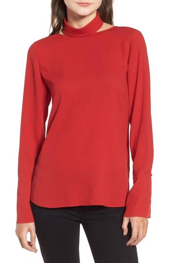 Women's Trouve Cutout Turtleneck Top, Size - Red