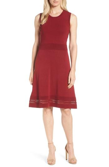 Women's Michael Michael Kors Ottoman Fit & Flare Knit Dress - Burgundy