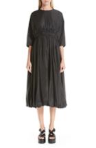 Women's Noir Kei Ninomiya Ruched Waist Twill Dress - Black