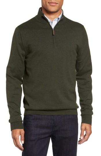 Men's Nordstrom Men's Shop Half Zip Cotton & Cashmere Pullover - Green